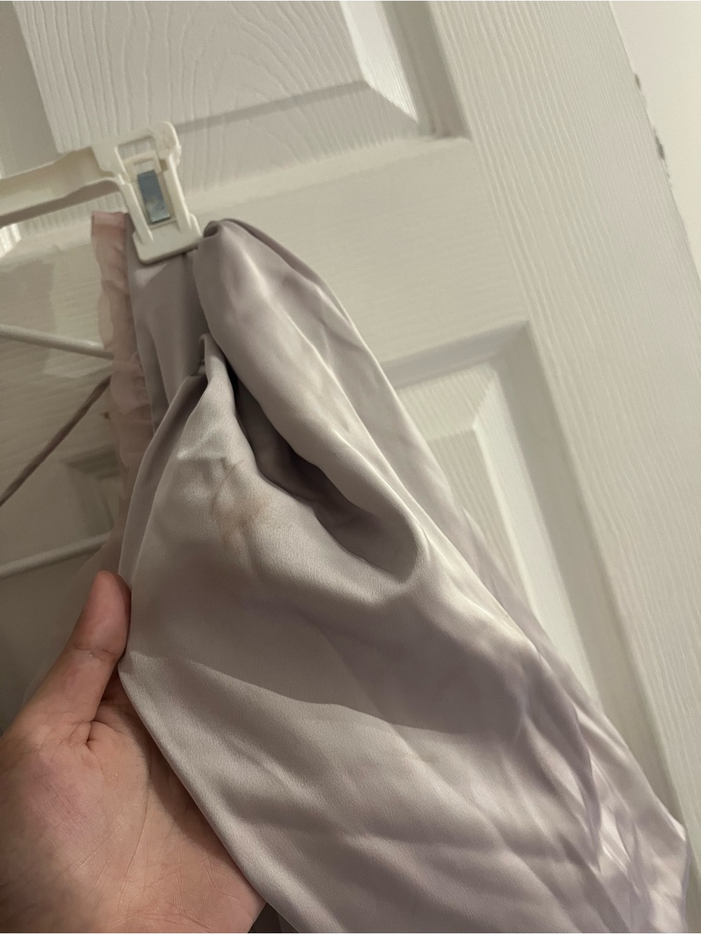 SAMPLE For Love and Lemons Corset Top Lilac Gray Satin Short Puff Sleeve size S - Picture 11 of 12